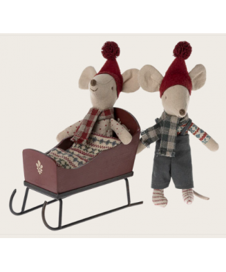 Maileg Schlitten Maus, rot